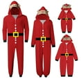 thumbnail image 4 of Zwiiyzr Family Christmas Pajamas Matching Sets Onesie Trendy Lattice Print Plush Long Sleeved Jumpsuit Family Parent Red, 4 of 5