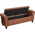 thumbnail image 6 of 65 Inch Bedroom Bench, End of Bed Bench with Storage, Bed Benches for Foot of Bed, Faux Leather Window Bench with Tufted Button and Nailhead Trim, Upholstered Storage Bench with Rolled Arms, Brown, 6 of 9