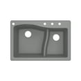 thumbnail image 1 of Transolid Aversa SilQ Granite 33-in. Drop-in Kitchen Sink with 4 BACD Faucet Holes in Grey, 1 of 7