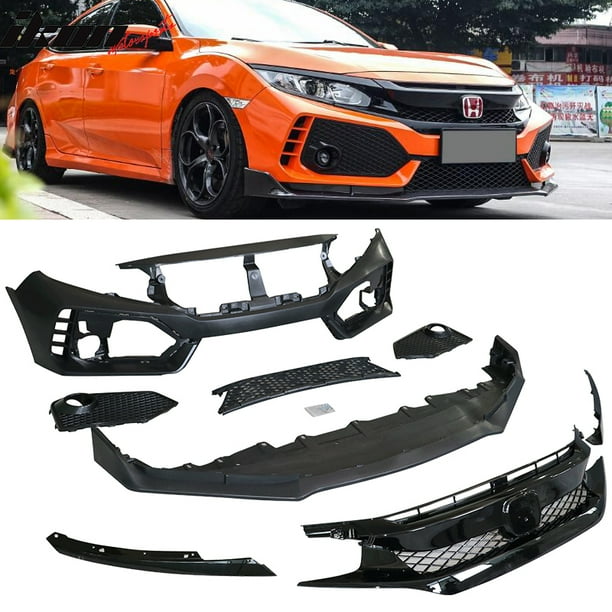 Compatible With 16 20 Honda Civic 10th Gen Sedan Coupe T R Front Bumper Cover Pp Walmart Com Walmart Com