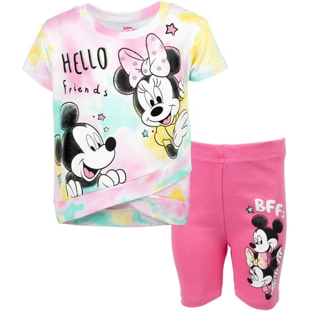 

Disney Minnie Mouse Mickey Mouse Toddler Girls Graphic T-Shirt & Shorts Yellow / Pink 4T