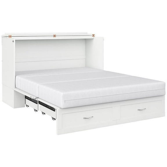 Atlin Designs Traditional Solid Wood Queen Murphy Bed Chest in White