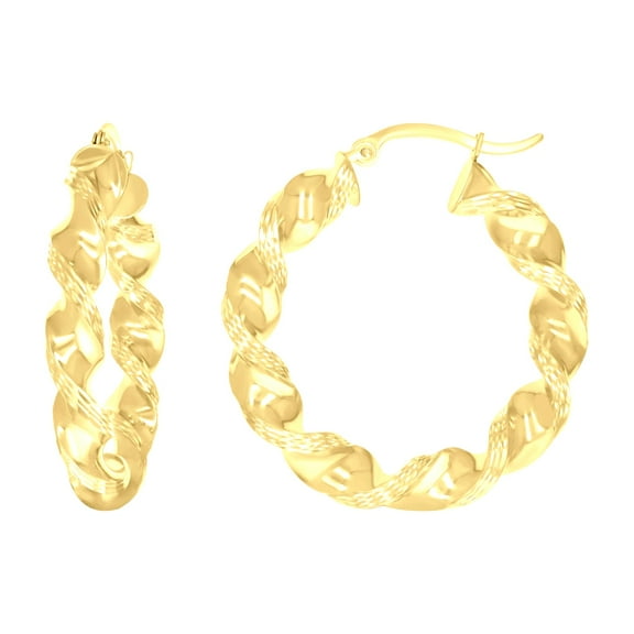 10k 10kt Yellow Gold Womens Diamond-cut Twisted Hoop Earrings 5mm-32 Jewelry Gift for Women