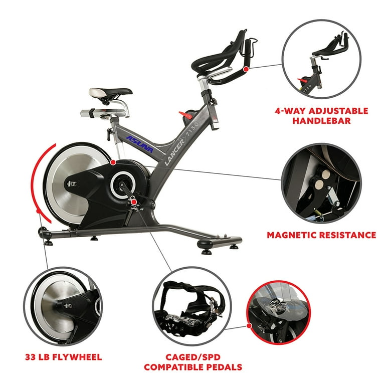 Belt Drive Clipless Pedals For Stationary Bike ASUNA Lancer Cycle