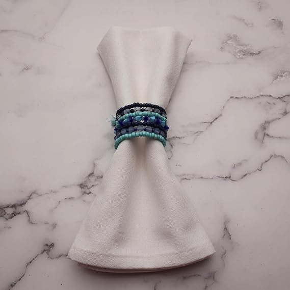 INOX ARTISANS Elegant Beaded Napkin Rings | Handmade, Durable, and Stylish Rings | Set of 4 Pc.