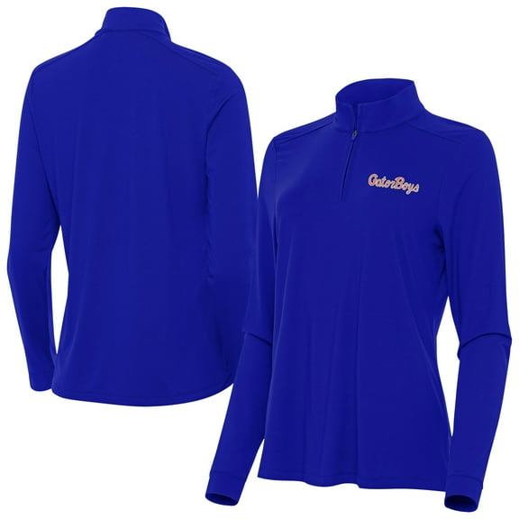 Women's Antigua  Royal Florida Gators GatorBoys Intent Quarter-Zip Pullover