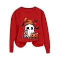 thumbnail image 5 of VKOYWKM Women's Halloween Graphic Sweatshirt Oversized Ghost Graphic Sweatshirts Crew Neck Pullover Long Sleeve Fall Party Tops Halloween Sweatshirts, 5 of 6