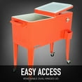 thumbnail image 5 of Permasteel 80-Qt Classic Outdoor Steel Patio Cooler on Wheels, Beverage Rolling Cart, Orange, 5 of 11