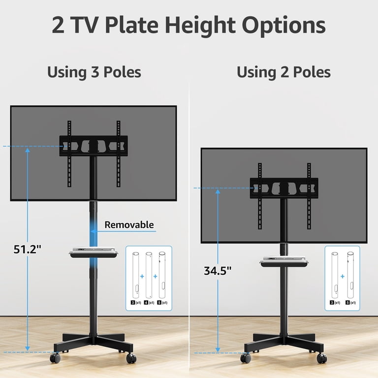 HOMOUNT Mobile TV Cart with Wheels, 24-60 inch, Adjustable photo 8