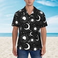 thumbnail image 2 of Fotbe Crescent and Stars Hawaiian Shirt for Men Unisex Summer Beach Casual Short Sleeve Cotton Linen Button Down Shirts-Large, 2 of 5