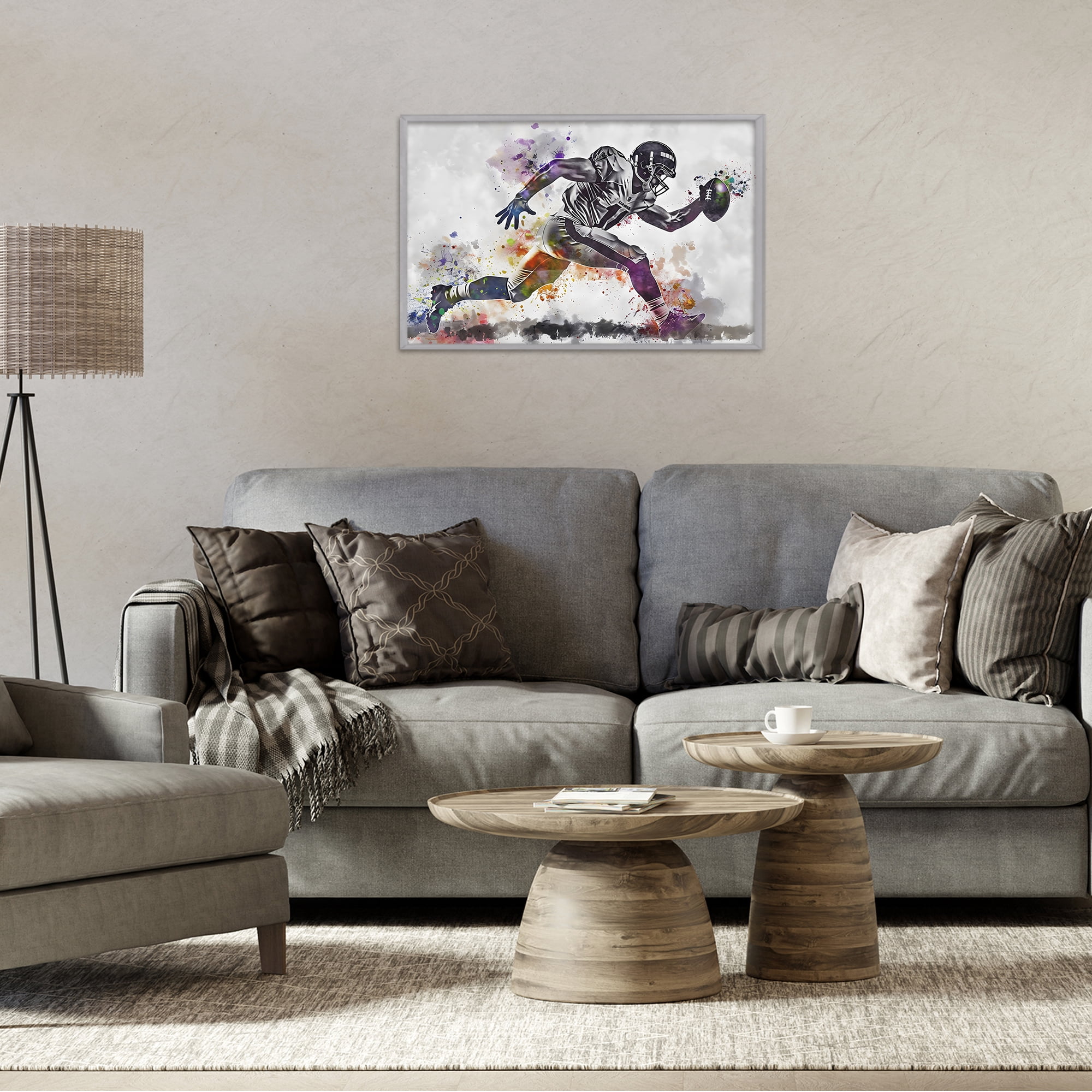 Stupell Industries Endurance Football Sprint Gray Framed Giclee Art, design by Creative Studio
