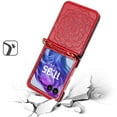 thumbnail image 3 of For Motorola Razr+ Plus 2024 Embossed Floral Design Case Cover with Strap - Red, 3 of 3