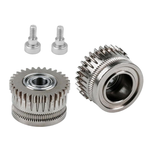 2 piezas Error de impresión 3D Gear Direct Reemplaza el componente de alto rendimiento Accesorios de extrusor resistente a la resistencia para K1 K1C Plata