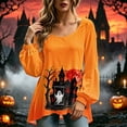 thumbnail image 3 of Sheghy Halloween Costumes for Women Dressy Tops for Women Crew Neck A-Line Button Front for Summer Orange M, 3 of 7