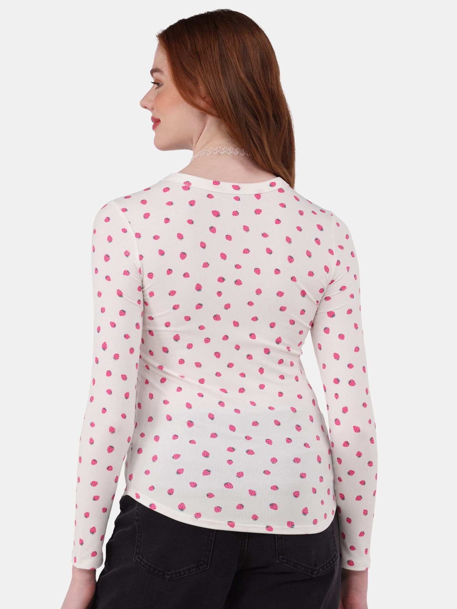 No Boundaries Ribbed Crewneck Tee with Long Sleeves, 1 or 2-Pack, Women's & Women's Plus XXS-XXL