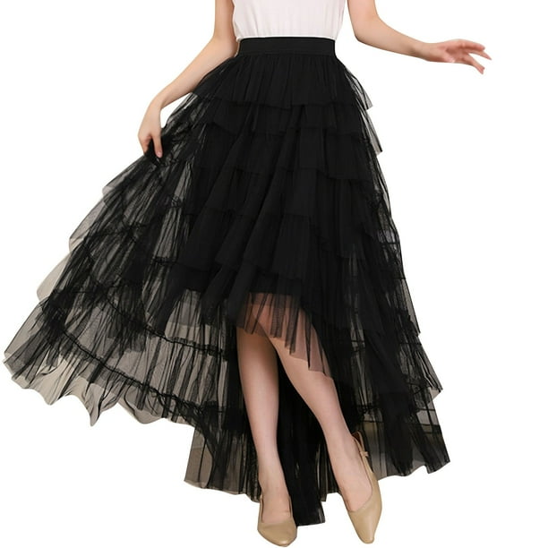 Gibobby faldas de lentejuelas para mujer para mujer elegante cintura alta cóctel fiesta boda acampanada una línea faldas midi(Negro, Talla única)