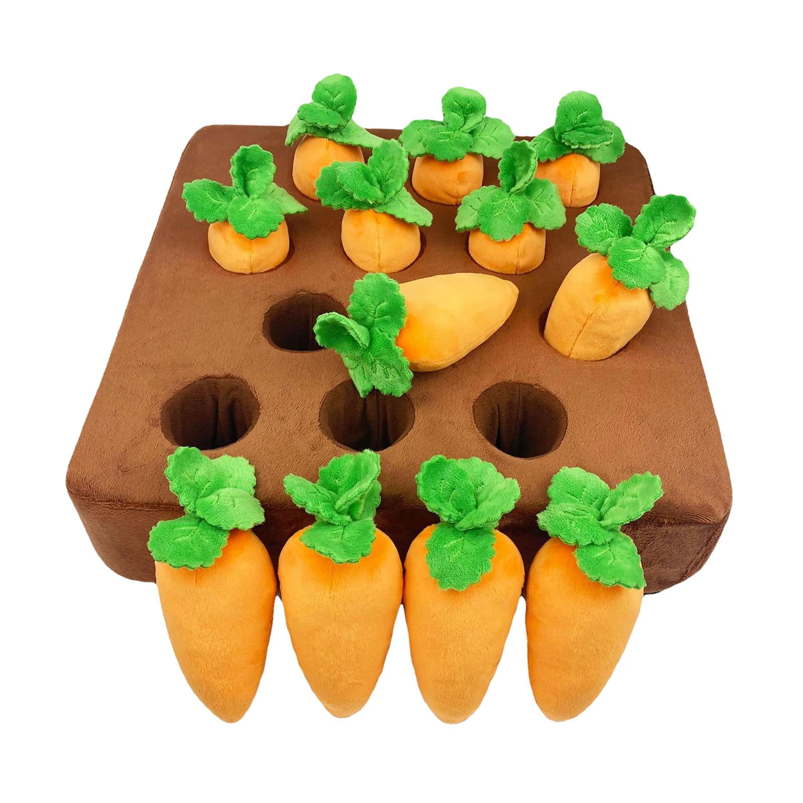 Garden Carrot Plush Toy Vegetable Fruit Pet Interactive Puzzle Foraging Training Educational Toy Increase Dog Enrichment Toys , Multi, 36cmx36cm