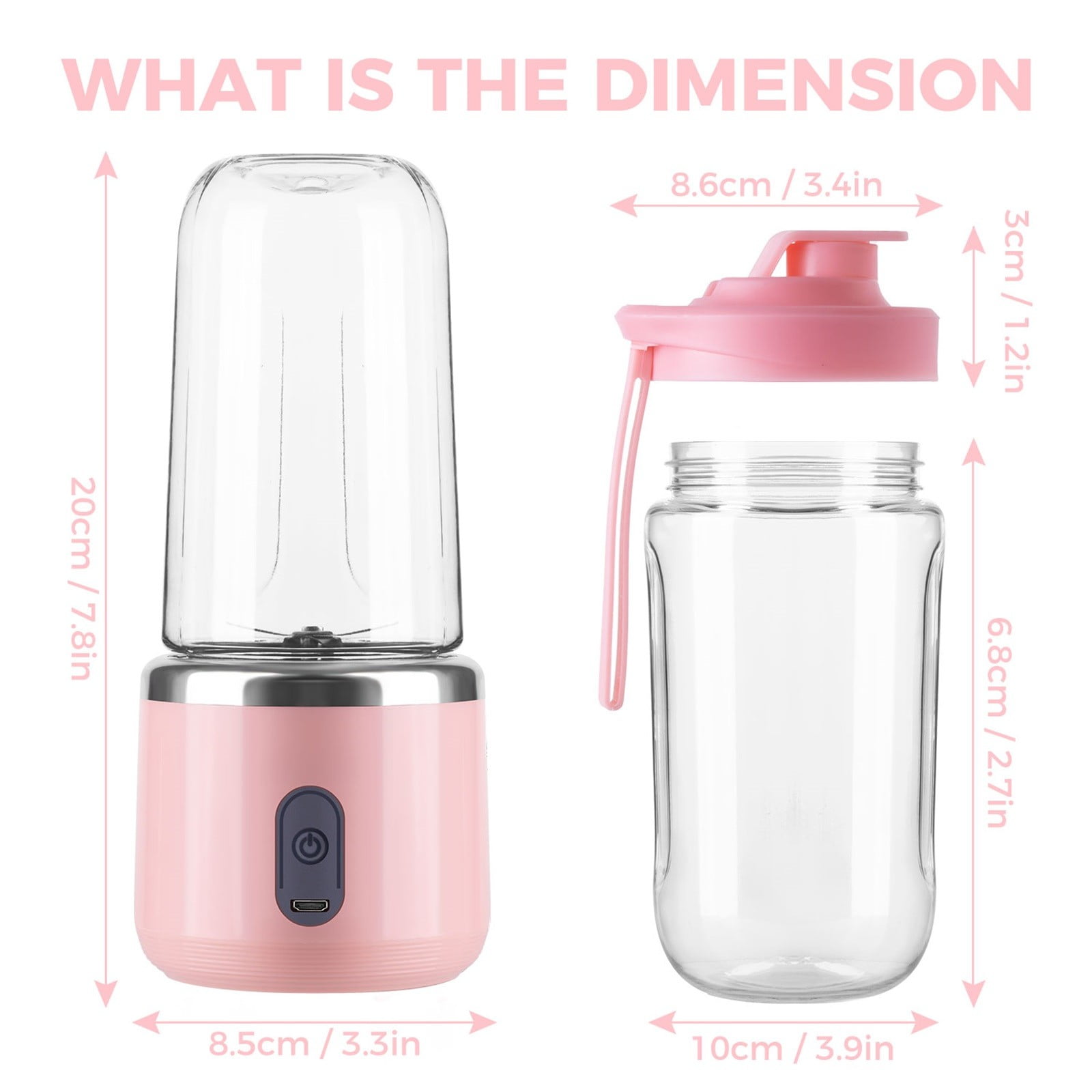 XKHBDL 13.5 Oz Personal Blender for Shakes and Smoothies, Portable Mixer, Fruit Juicer USB Rechargeable with 6 Blades, Handheld Blenders for Sports Travel and Outdoors, Small Electric Mini Blender