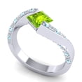thumbnail image 2 of Diamond-Capitals 1.20 Carat New Natural Diamond Peridot & Aquamarine Gemstone Proposal Ring for Ladies Solid 18K White Gold Size 7.5, 2 of 8