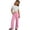 Pink, variant on hoksml Girls Cotton Linen Wide Leg Pants, Kids Drawstring Elastic Waist Pants with Pockets, Casual Split Hem Pants