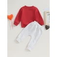 thumbnail image 5 of Elippeo Baby Boys Pants Set 6M 12M 18M 24M 3Y  Long Sleeve Crew Neck Letters Print Sweatshirt with Elastic Waist Sweatpants Infant Clothes, 5 of 9