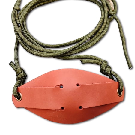 Leather Shepherd Sling Handmade Paracord Shepherds Old-Fashioned Slingshot Tennis Ball Thrower(orange-red)