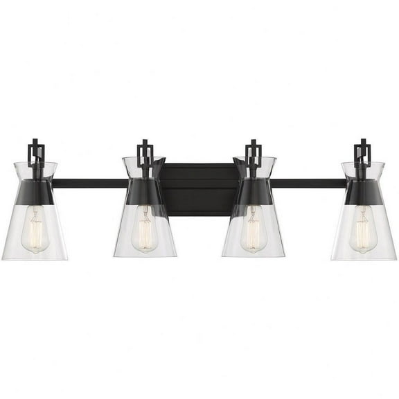 4 Light Vanity Light in Mid-Century Modern Style-9.5 inches Tall and 32 inches Wide-Matte Black Finish Bailey Street Home 159-Bel-4636362