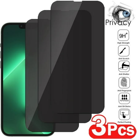 2-3Pcs Full Cover Privacy Screen Protectors For iPhone 15 14 13 12 11 Pro Xs Max Anti-spy Protective Glass For iPhone XR X 6 7 8 For iPhone 15 3Pcs Anti Peeping
