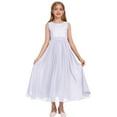 thumbnail image 5 of IBTOM CASTLE Flower Girl Dresses Junior Wedding Bridesmaid Prom Party Chiffon Floral Lace Flowy Maxi Princess Pageant Long Communion Gown 13-14 Years White, 5 of 8