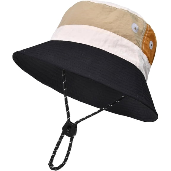 Outdoor Kids Sun Hat Quick Dry Bucket Hat, Patchwork Multi-Color for Boys & Girls 8-15 Years, UPF 50 Summer Beach Hats