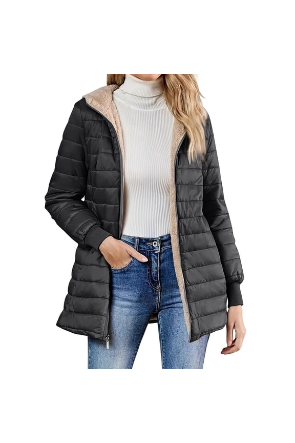 2. Extra Warm Fleece-Lined Long Winter for Women Hooded Thickened Puffer Coat for Harsh Weather