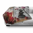 thumbnail image 3 of Spa Soft Flannel Fleece Throw Blanket, Winter Christmas Themed with Pink Orchid Stone and Red Candles Image, Cozy Plush for Indoor and Outdoor Use, 50" x 70", White Black Pink, by Ambesonne, 3 of 6