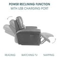 thumbnail image 3 of Claude Dual Power Headrest and Lumbar Support Reclining Sofa in Light Grey Genuine Leather, 3 of 13