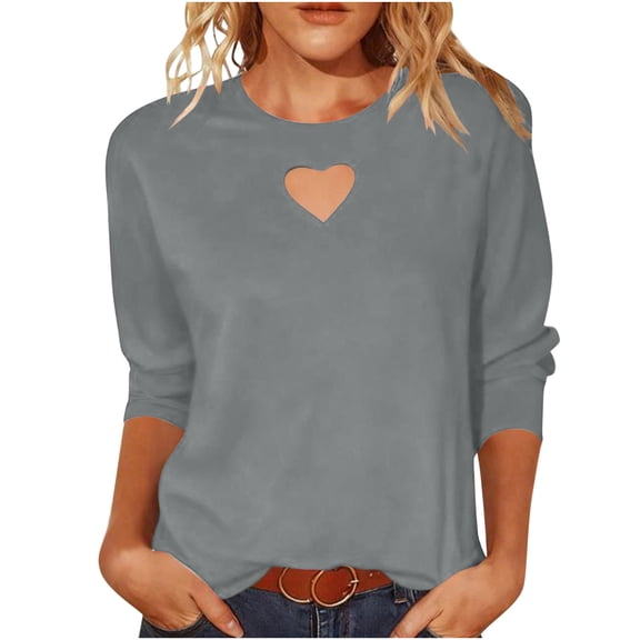 Hurxie Womens Trendy Going Out Tops Summer Clothes Elegant Short Sleeve Crew Neck Loose Fit T Shirts Gray M