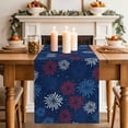 thumbnail image 2 of Independence Day Firework Table Runner, Modern Red Blue White Fireworks Star Cotton Linen Kitchen Table Decoration Washable Dining Tabletop Runners for Home Party Decor 13x120 Inches, 2 of 9