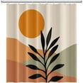 thumbnail image 4 of Bohemian Bathroom Shower Curtain Orange Sun Eucalyptus Leaves Abstract Mountain Boho Theme Bath Curtain with Hooks Waterproof Fabric Polyester Shower Curtain Modern Home Decor, 72x72 Inch, 4 of 6