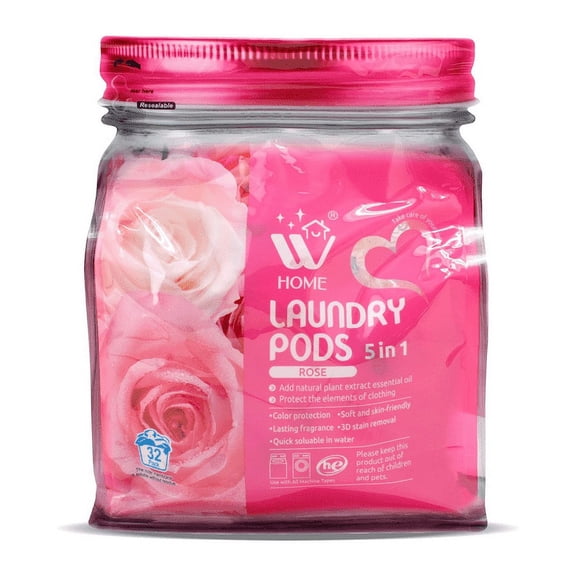 WBM 5 in 1 Rose Laundry Pods, 3D Stain Remover, Scent Booster - 32 Pods, Pack of 1