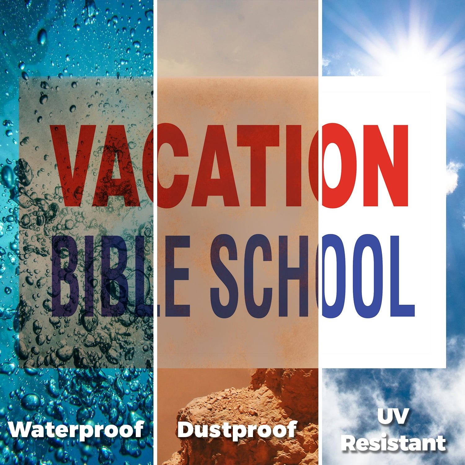 Vacation Bible School Yard Sign 12 Inch x 16 Inch Single Sided Weatherproof Heavy-Duty Plastic with Stake | Faith-Based Learning, Community Events, Bold Messaging | Made in USA