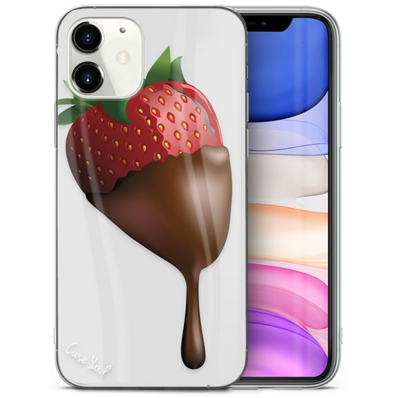 Case Yard iPhone-11 Case Clear Soft & Flexible TPU Ultra Low Profile Slim Fit Thin Shockproof Transparent Bumper Protective Cover Drop Protective Cell Phone Cases (Strawberry Chocolate)