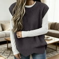 thumbnail image 2 of Sleeveless Sweater Vest Knit Vest Casual Oversized Round Neck Pullover Sleeveless Sweater Lightweight Layering Piece For Autumn, 2 of 5