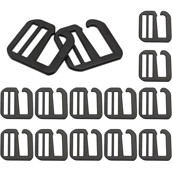 12PCS Metal G-Hook Webbing Buckles G-Hook Wave Buckles G-Hook Alloy Slider Buckles 9-Shaped Adjuster Slide Buckle Hardware for Backpack Straps Webbing Bag Belt 1.5x1.5x0.1inch