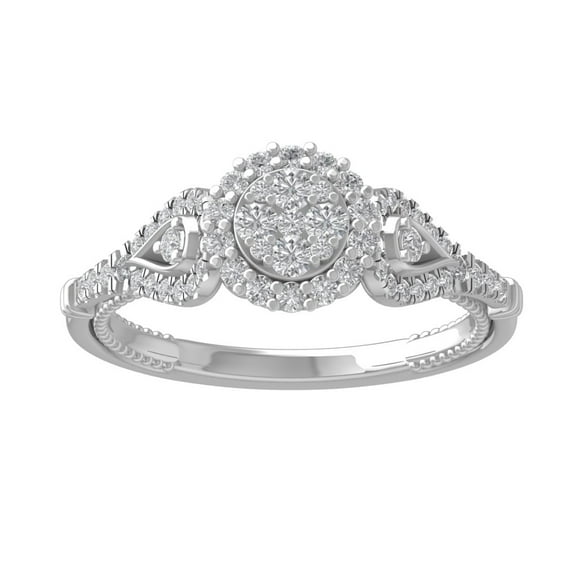 ARAIYA FINE JEWELRY 10K White Gold Round Lab Grown Diamond Engagement Ring (1/2 cttw, VS Clarity, D-E Color) Size 6.5