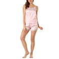 thumbnail image 5 of INSPIRE CHIC Women's Lace Cami Shorts Pjs Sleepwear V Neck Camisole Satin Pajamas Set XS-XXL Pink XX-Large, 5 of 7