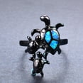 thumbnail image 6 of Unisex Blue Fire Opal Turtle Ring Copper Plated European American Design Inlay Gemstone Fashion Ring Everyday, 6 of 6
