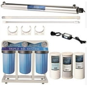 Bluonics 55W UV Ultraviolet Light Well Water Filter Purifier System with Big Blue Size 4.5"x10" Filters Treat Virus and Bacteria