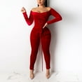 thumbnail image 2 of hgsbede Jumpsuits for Fashion Women Off Shoulder Bandage Jumpsuit Solid Bodysuit Playsuit Romper, 2 of 6