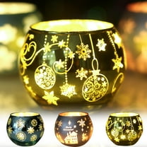 Christmas Glowing Votive Candle Holders Elegant Glass Round Candlestick Holders Christmas Tealight Holders for Warm Ambiance Wedding Party Table Centerpiece Fireplace Home Indoor Decorations