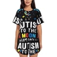 thumbnail image 1 of Fotbe I Love With Autism To The Moon And Back Conjunto de Pijama Estampado para Mujer, 2 Piezas, Ropa de Dormir con Camiseta de Manga Corta y Shorts Suaves-Medium, 1 of 6