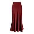 thumbnail image 4 of Womens Elegant High Waist Skirt Solid Satin Dress Zipper Elegant Skirt, 4 of 4