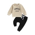 thumbnail image 1 of SUNSIOM Baby Boy Fall Outfits Classic Long Sleeve Clock Print Sweatshirt + Pants Set Toddler Clothes, 1 of 8